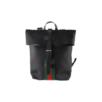 GUCCI Canvas With Leather Backpack Men's Black