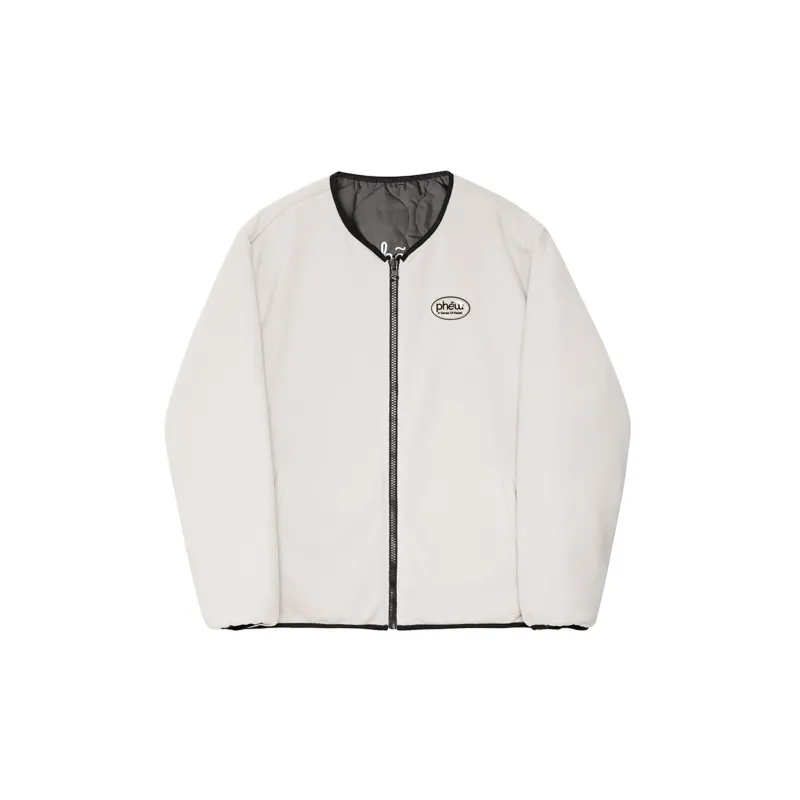 Phew Letter Collarless Loose Fit Thickened Puffer Jacket Unisex-8