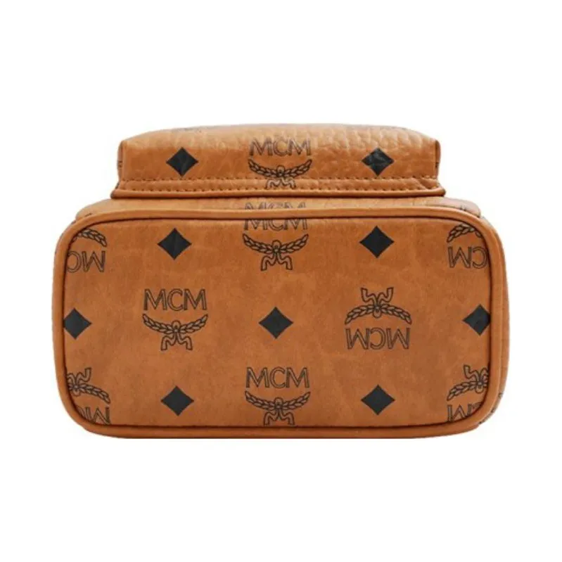 MCM Stark Backpack Visetos Side Studs Bebe Boo Cognac-3