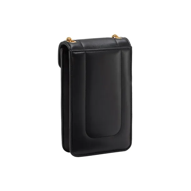 BVLGARI Serpenti Reverse Calfskin Shoulder Bag Crossbody Bag Cell Phone Pouch Women's Black-1