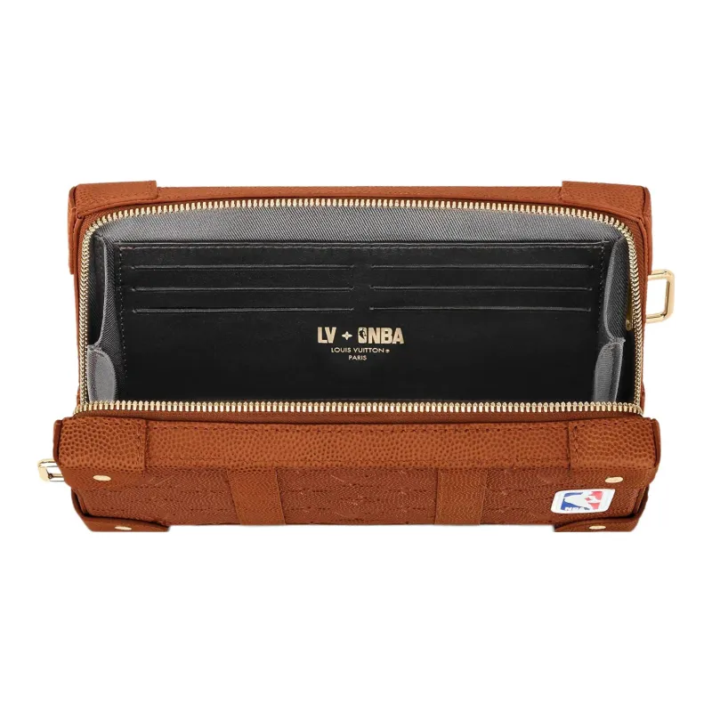 LOUIS VUITTON X Nba Soft Trunk Wallet Ball Grain Leather Brown-3