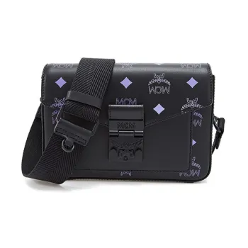 MCM Millie Visetos Leather Shoulder Bag, Crossbody Bag Regular Women's Black