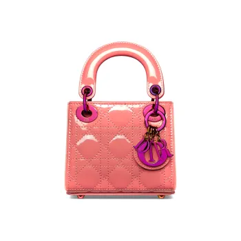 DIOR Lady Dior Patent Leather Cowhide Daisie Bag Shoulder Bag Crossbody Bag Handbag Extra Mini Women's Ash Coral Pink