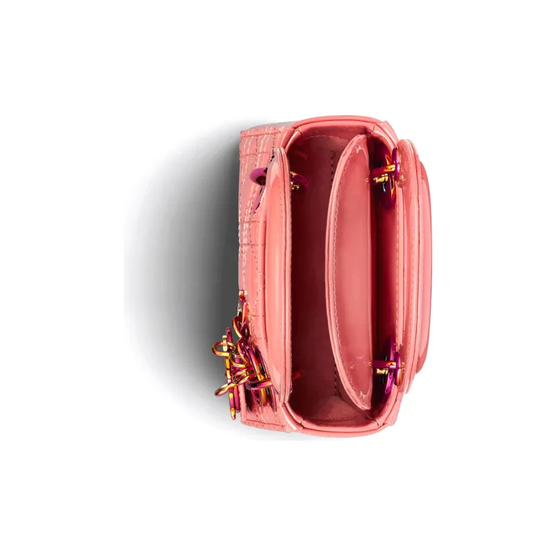 DIOR Lady Dior Patent Leather Cowhide Daisie Bag Shoulder Bag Crossbody Bag Handbag Extra Mini Women's Ash Coral Pink-3