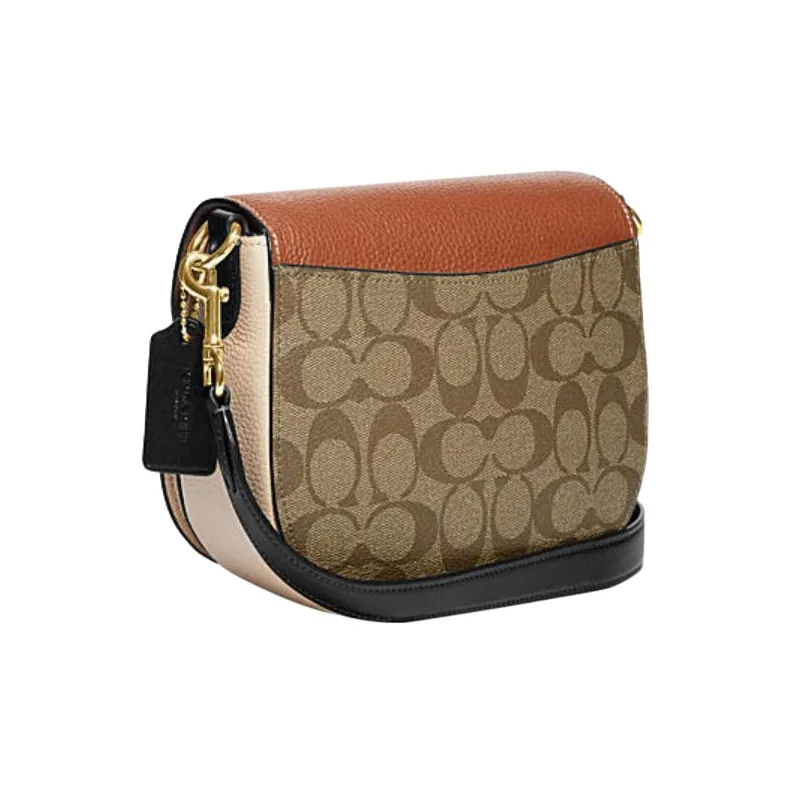 COACH Cow Leather Saddle Bag, Crossbody Bag, Shoulder Bag Small Size Women's Brown & Rusty-1