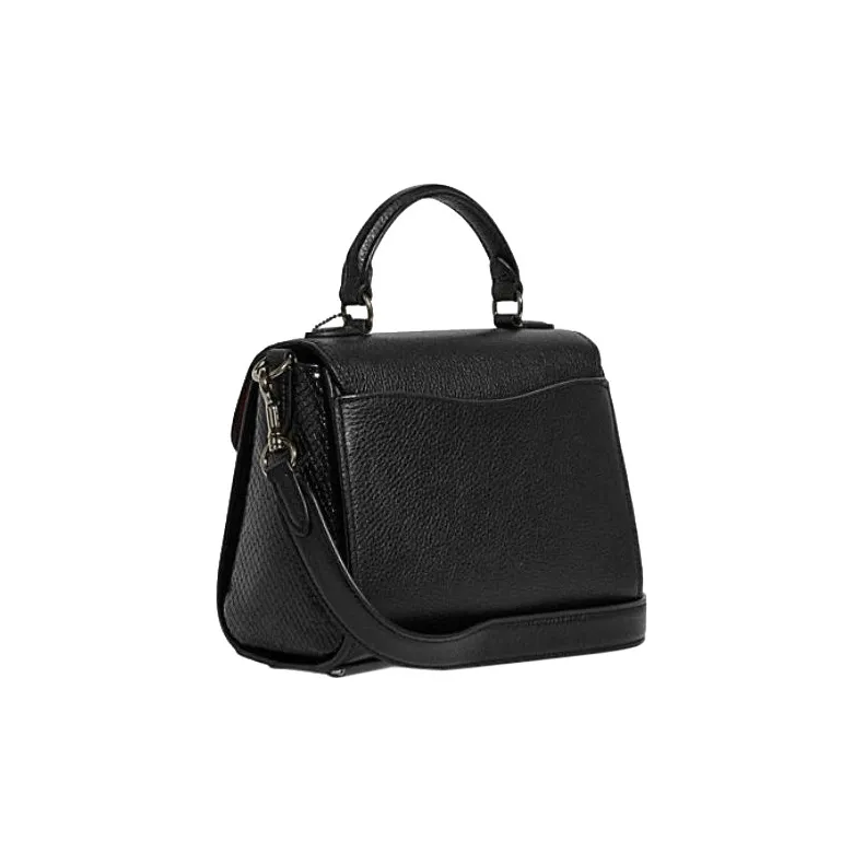 COACH Cow Leather Patchwork With Sheepskin Shoulder Bag Crossbody Bag Handbag Small Size Women's Black-1