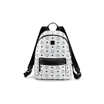 MCM Coated Canvas Backpack Small Size Unisex White