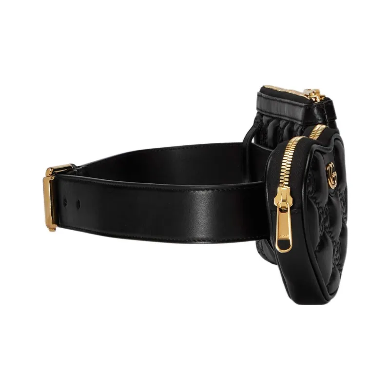 GUCCI Leather Fanny Pack Women's Black-3