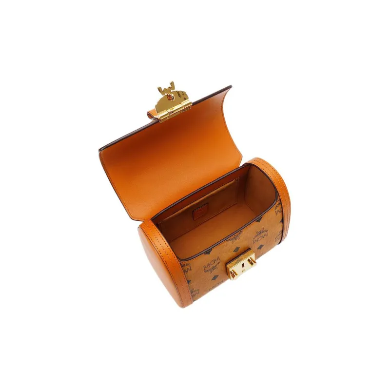 MCM Tracy Satchel Small Visetos Cognac-4