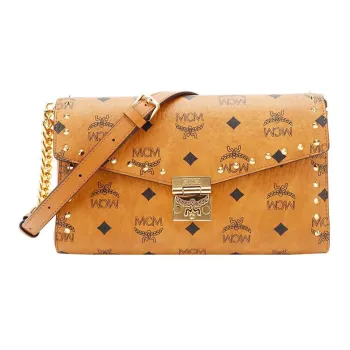 MCM Millie Visetos Leather Shoulder Bag Crossbody Bag Regular Women's Brown/Cognac