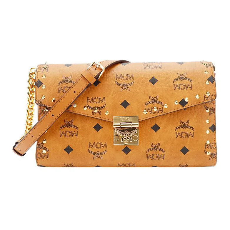 MCM Millie Visetos Leather Shoulder Bag Crossbody Bag Regular Women's Brown/Cognac-0