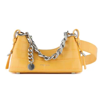 APEDE MOD Crocodile Pattern Cow Leather Lunch Box, Crossbody One Shoulder Handbag Small Size Women's Chamomile