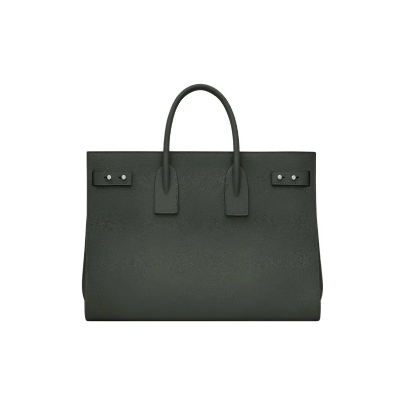 SAINT LAURENT SAC DE JOUR Cow Leather Tote Bag Shopping Bag Handbag Large Size Men's Dark Green-1