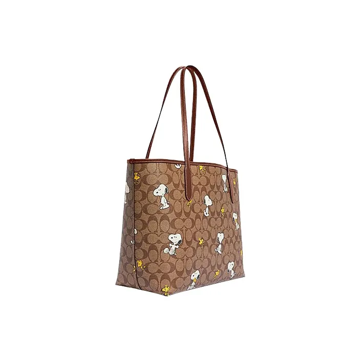 COACH Dempsey Artificial Leather Tote Bag Shopping Bag Handbag Shoulder Bags Women's Brown-1