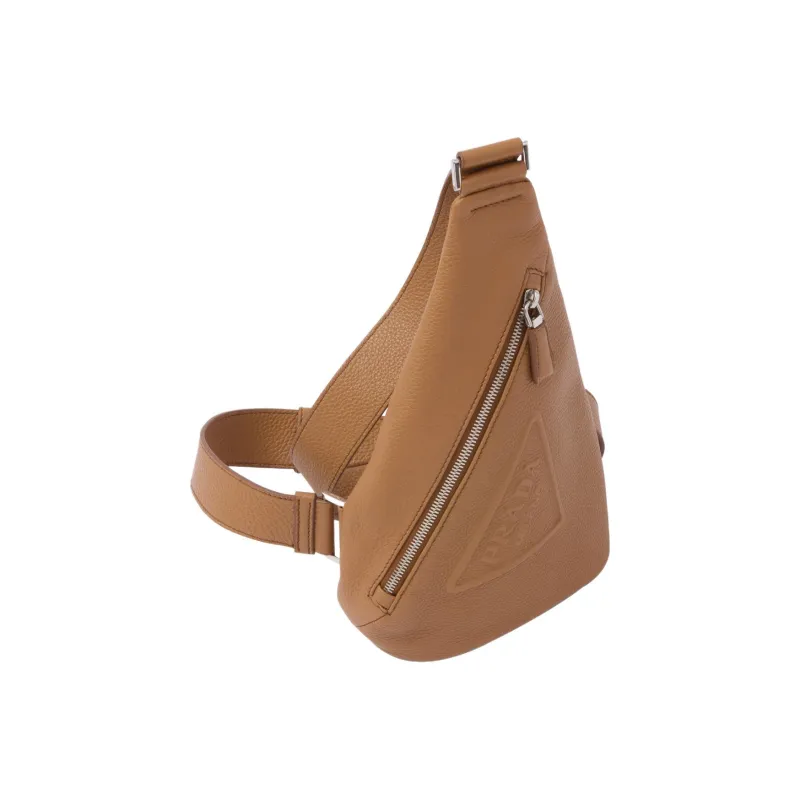 PRADA Leather Shoulder Bag Crossbody Bag Sling Bags Men's Camel-1