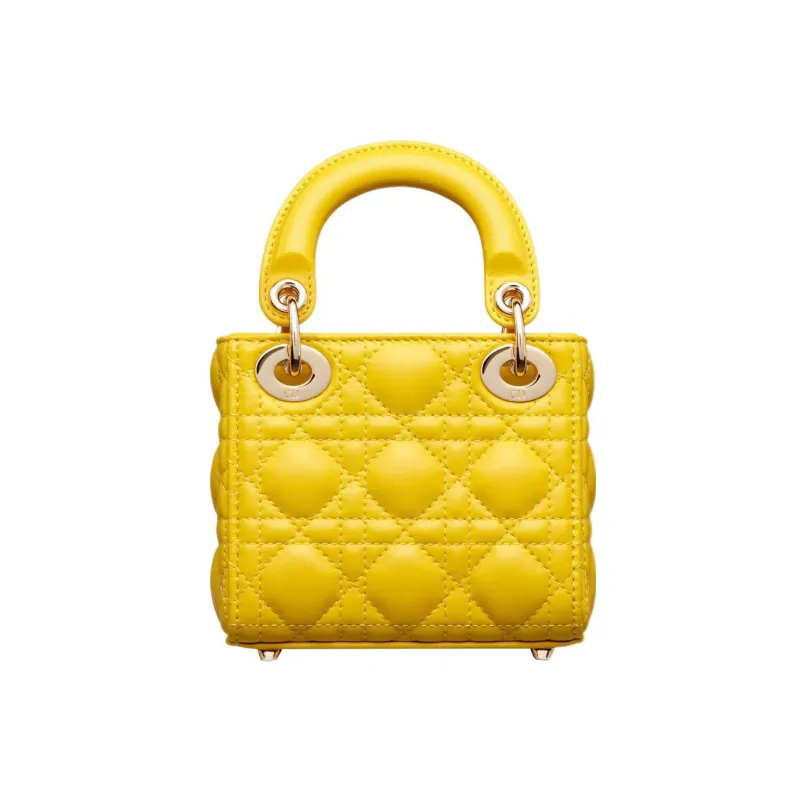 DIOR Lady Dior Sheepskin Daisie Bag Shoulder Bag Crossbody Bag Handbag Extra Mini Women's Yellow-2