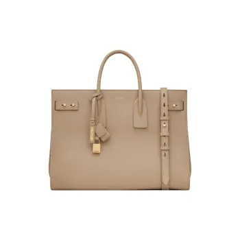 SAINT LAURENT SAC DE JOUR Cow Leather Tote Bag, Shopping Bag, Handbag Large Size Men's Dusty Gray