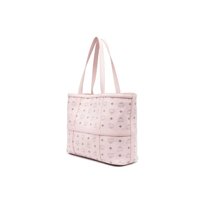 MCM Coated Canvas With Leather Tote Bag, Shopping Bag, Handbag, Shoulder Bag Medium Size Women's Pink-1