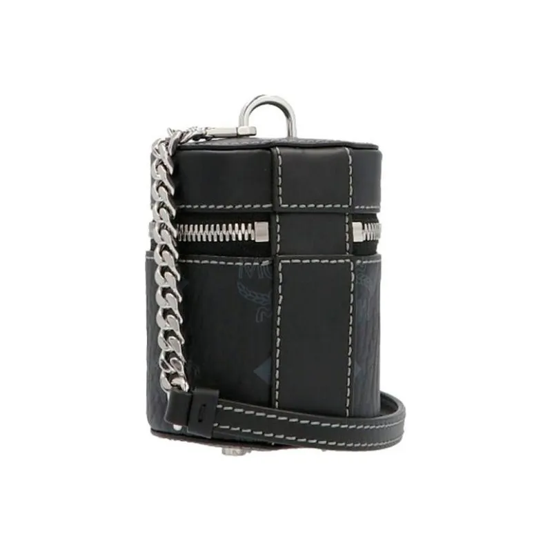 MCM Artificial Leather Cylinder Bag, Shoulder Bag, Crossbody Bag Extra Mini Women's Black-1