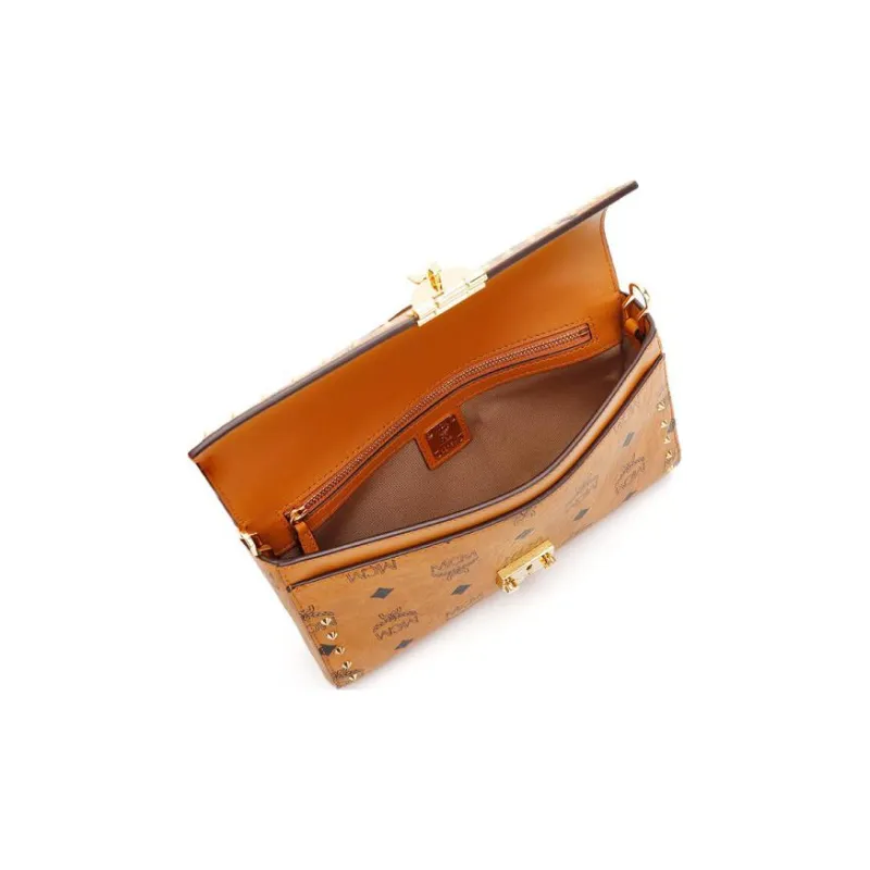 MCM Millie Visetos Leather Shoulder Bag Crossbody Bag Regular Women's Brown/Cognac-3