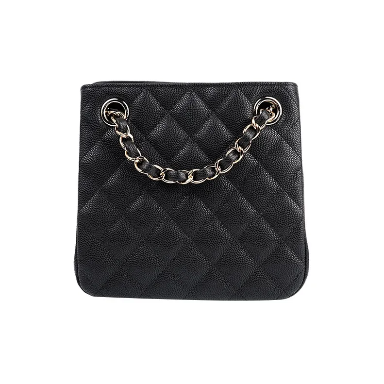 CHANEL Caviar Grain Embossed Cow Leather Hobo Bag, Tote Bag, Shopping Bag, Crossbody Bag, Shoulder Bag Women's Black-3