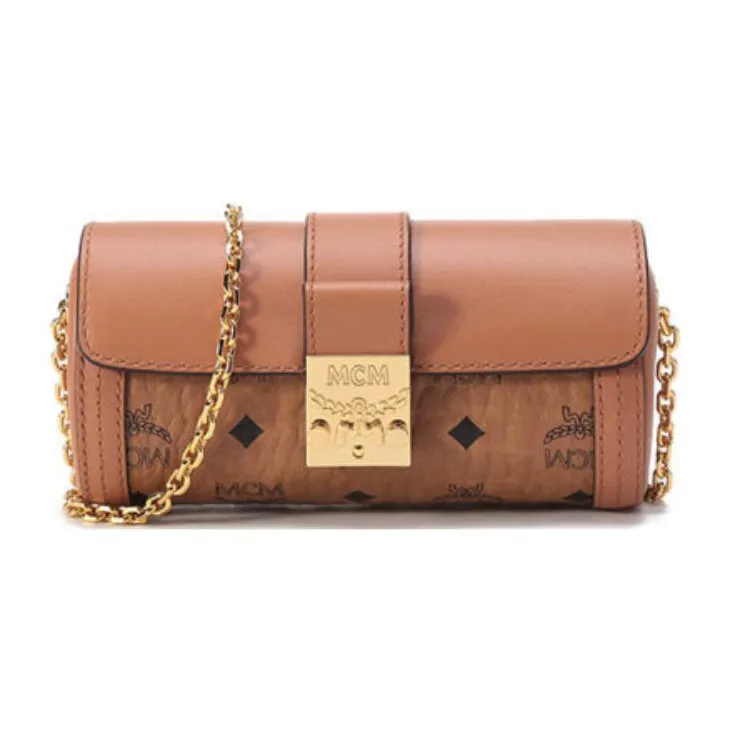 MCM Tracy Visetos Leather Cylinder Bag, Crossbody Bag, Shoulder Bag Women's-0