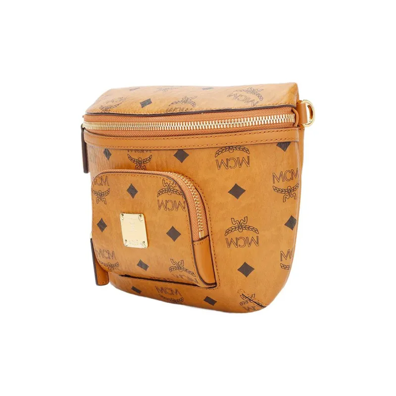 MCM Klassik Visetos Leather Shoulder Bag Crossbody Bag Small Size Women's Brown Cognac-1