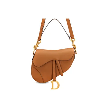 DIOR Saddle Grained Calfskin Saddle Bag, Shoulder Bag, Crossbody Bag, Handbag Women's Cognac