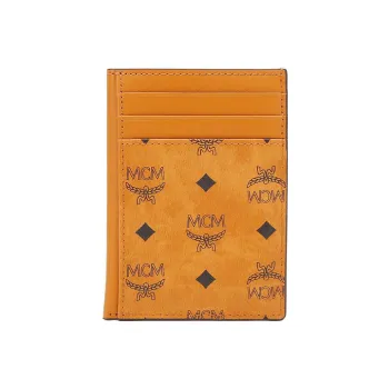 MCM Essential Visetos Origina Canvas Card Holder Business Card Holder Card Holder Mini Men's Cognac