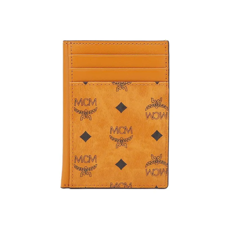 MCM Essential Visetos Origina Canvas Card Holder Business Card Holder Card Holder Mini Men's Cognac-0