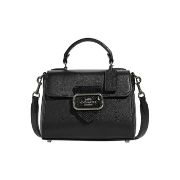 COACH Cow Leather Patchwork With Sheepskin Shoulder Bag Crossbody Bag Handbag Small Size Women's Black