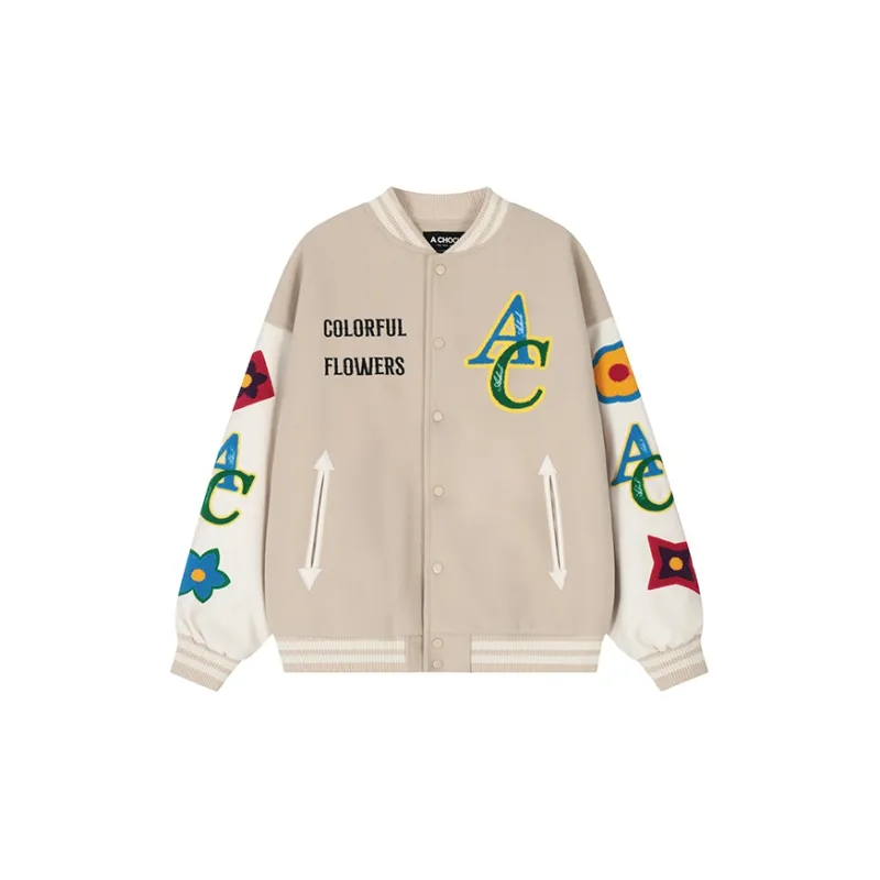 A Chock Baseball Jacket Unisex Apricot-1