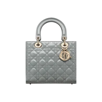 DIOR Lady Dior Sheepskin Dior Bag Shoulder Bag Crossbody Bag Handbag Medium Size Women's Gray