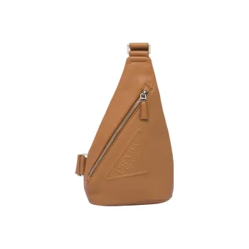 PRADA Leather Shoulder Bag Crossbody Bag Sling Bags Men's Camel