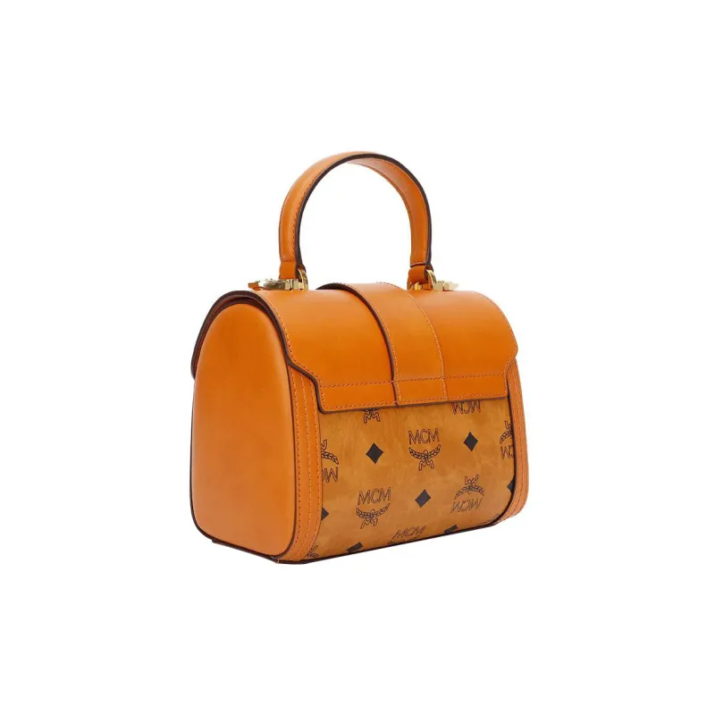 MCM Tracy Satchel Small Visetos Cognac-2