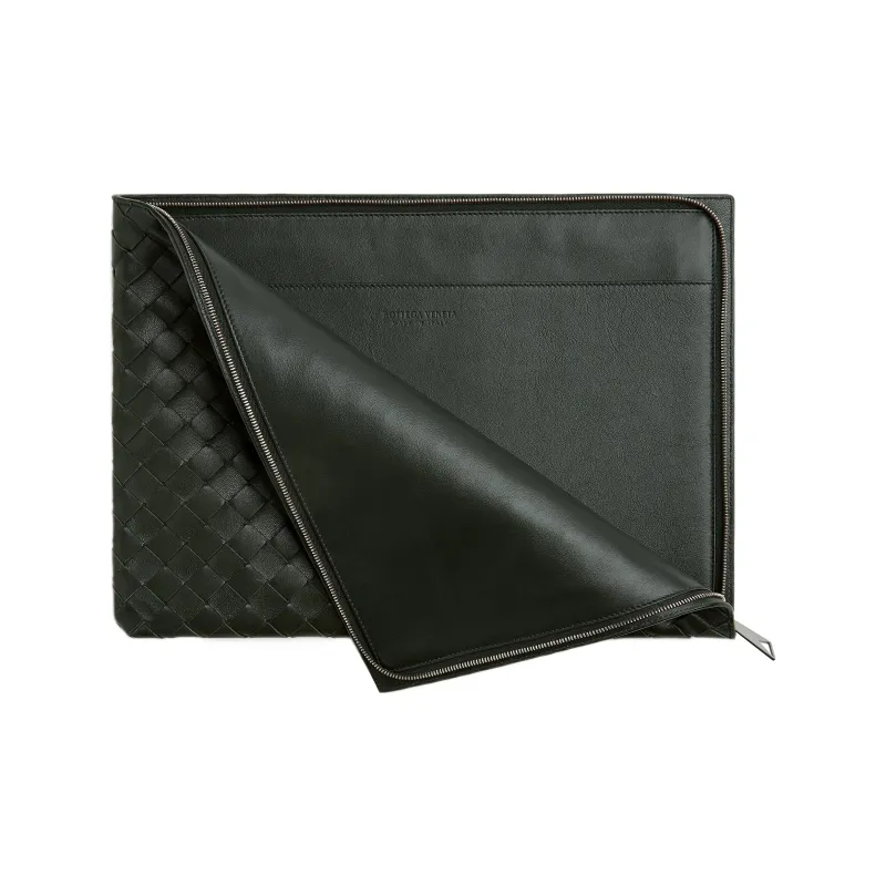 Bottega Veneta Cow Leather Clutch Men's Dark Green-2