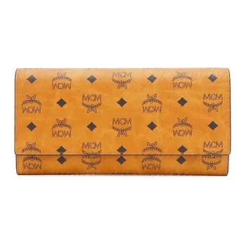 MCM Leather Clutches Wallets Unisex Brown Cognac