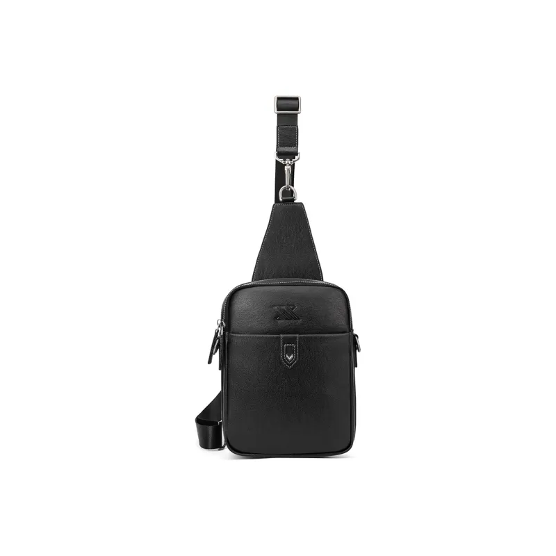 NOMK Top Grain Cow Leather Shoulder Bag Crossbody Bag Sling Bags Small Size Men's Black-1