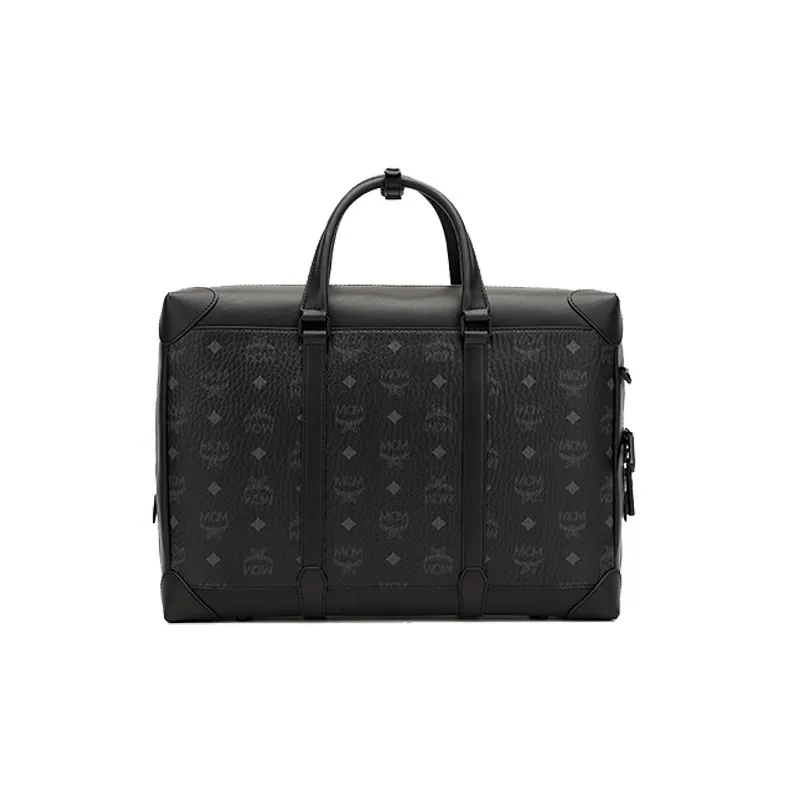 MCM Soft Berlin Visetos Cow Leather Tote Bag, Shopping Bag, Shoulder Bag, Crossbody Bag, Handbag Large Size Men's Black-3