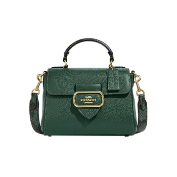 COACH Cow Leather Shoulder Bag Crossbody Bag Handbag Small Size Women's Dark Green