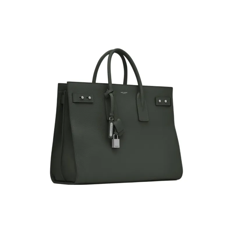 SAINT LAURENT SAC DE JOUR Cow Leather Tote Bag Shopping Bag Handbag Large Size Men's Dark Green-2