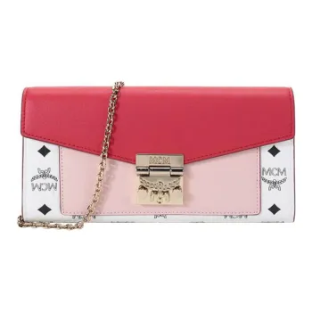 MCM Patricia Visetos Leather Chain Bag, Wallet, Crossbody Bag Small Size Women's White