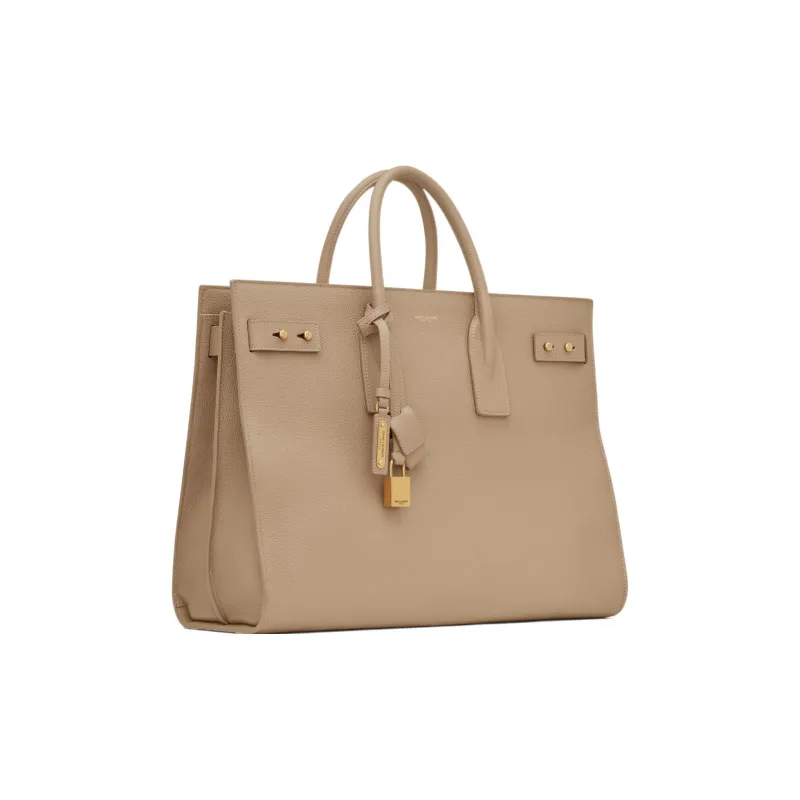 SAINT LAURENT SAC DE JOUR Cow Leather Tote Bag, Shopping Bag, Handbag Large Size Men's Dusty Gray-1