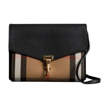 Burberry Small Macken Leather And House Check Crossbody Bag Archive Beige/Black