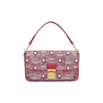 MCM Fabric Handbag, Crossbody Bag, Shoulder Bag Medium Size Women's Red