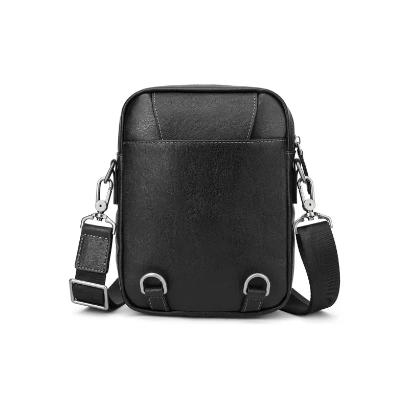 NOMK Top Grain Cow Leather Shoulder Bag Crossbody Bag Sling Bags Small Size Men's Black-4