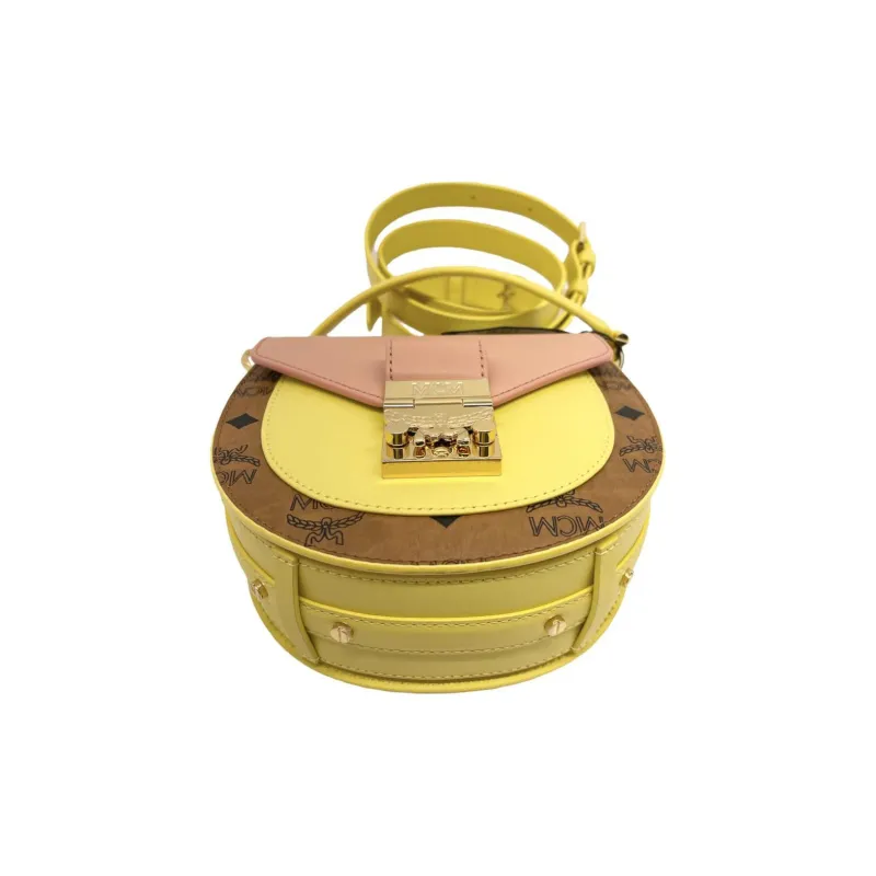 MCM Leather Saddle Bag Handbag Shoulder Bag Crossbody Bag Mini Women's Pink/Beige Brown Cognac-3