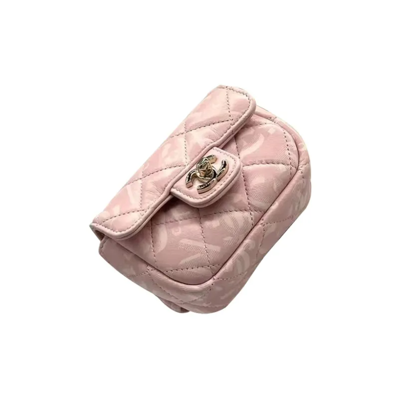 CHANEL Fabric Surface Clutch Wrist Bag Women's Pink-2