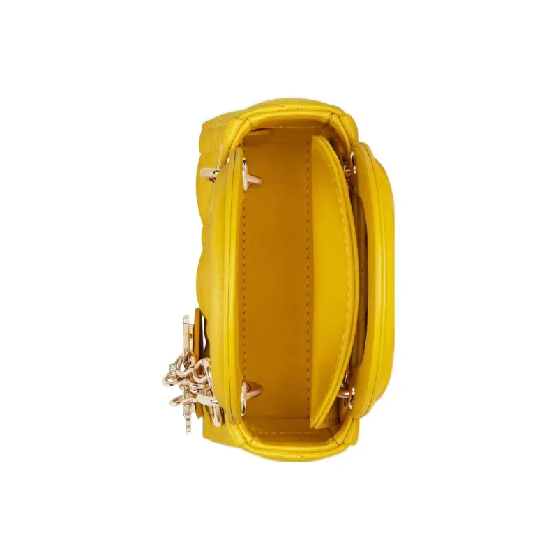 DIOR Lady Dior Sheepskin Daisie Bag Shoulder Bag Crossbody Bag Handbag Extra Mini Women's Yellow-3