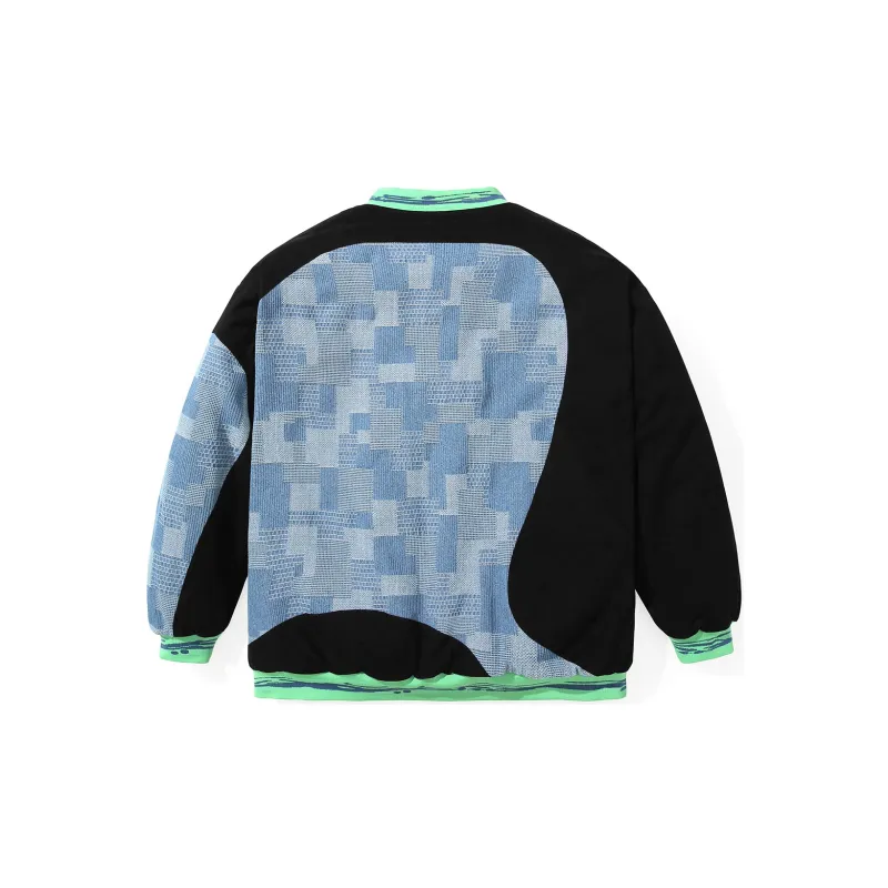 GENANX Letter Baseball Collar Loose Fit Puffer Jacket Unisex-2